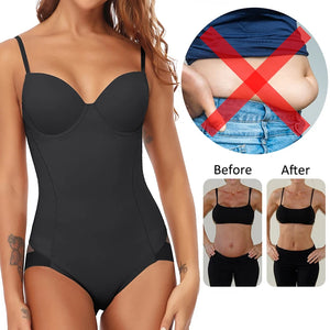 Women's Seamless Tummy Control Bodysuit with Built-in Bra