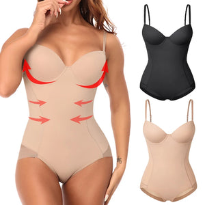 Women's Seamless Tummy Control Bodysuit with Built-in Bra