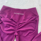 Women's Seamless Bum Shaping Leggings Yoga Sports Pants Low Ribbed Band Fitness Workout Scrunch Butt Tight Knee-Length Casual