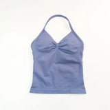 NCLAGEN Longline Strappy Top Sports Yoga Vest Women's Fitness Tank Top Gym Beautiful Open Back Bra Running Workout Halter