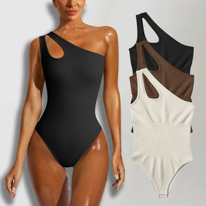Seamless Tummy Control Bodysuit One-Shoulder Sculpting Shapewear
