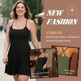 Dress for Women with Built in Shorts Built-in Bra Pads Womens Athletic Dresses Sleeveless Crew Neck Active Workout Skort Dress
