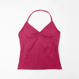 NCLAGEN Longline Strappy Top Sports Yoga Vest Women's Fitness Tank Top Gym Beautiful Open Back Bra Running Workout Halter