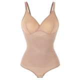Women Cross Tummy Control Shapewear Sexy Mesh Slimming Waist Briefs Bodysuit Thin Breast Cup Body Shaper Butt Lifter Smooth Body
