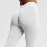 Women's Seamless Bum Shaping Leggings Yoga Sports Pants Low Ribbed Band Fitness Workout Scrunch Butt Tight Knee-Length Casual
