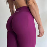 Women's Seamless Bum Shaping Leggings Yoga Sports Pants Low Ribbed Band Fitness Workout Scrunch Butt Tight Knee-Length Casual