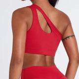 QINACTIVE Women'  sexy One Shoulder Sports Bras Yoga Top Vest Quick-drying Yoga Gym Running Fitness Underwear