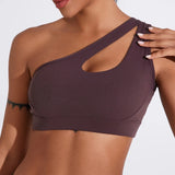 QINACTIVE Women'  sexy One Shoulder Sports Bras Yoga Top Vest Quick-drying Yoga Gym Running Fitness Underwear