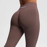 Women's Seamless Bum Shaping Leggings Yoga Sports Pants Low Ribbed Band Fitness Workout Scrunch Butt Tight Knee-Length Casual