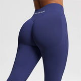 Women's Seamless Bum Shaping Leggings Yoga Sports Pants Low Ribbed Band Fitness Workout Scrunch Butt Tight Knee-Length Casual