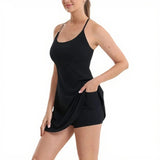 Dress for Women with Built in Shorts Built-in Bra Pads Womens Athletic Dresses Sleeveless Crew Neck Active Workout Skort Dress