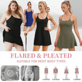 Dress for Women with Built in Shorts Built-in Bra Pads Womens Athletic Dresses Sleeveless Crew Neck Active Workout Skort Dress