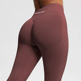 Women's Seamless Bum Shaping Leggings Yoga Sports Pants Low Ribbed Band Fitness Workout Scrunch Butt Tight Knee-Length Casual