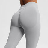 Women's Seamless Bum Shaping Leggings Yoga Sports Pants Low Ribbed Band Fitness Workout Scrunch Butt Tight Knee-Length Casual