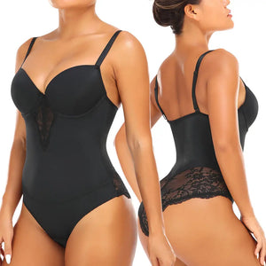 Fajas Colombianas Underwear Body Shapers Women Shapewear Bodysuit Sexy Lace Open Crotch Lingerie V-collar with Bras