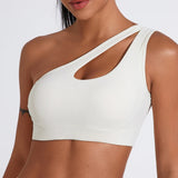 QINACTIVE Women'  sexy One Shoulder Sports Bras Yoga Top Vest Quick-drying Yoga Gym Running Fitness Underwear