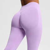 Women's Seamless Bum Shaping Leggings Yoga Sports Pants Low Ribbed Band Fitness Workout Scrunch Butt Tight Knee-Length Casual
