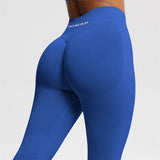Women's Seamless Bum Shaping Leggings Yoga Sports Pants Low Ribbed Band Fitness Workout Scrunch Butt Tight Knee-Length Casual