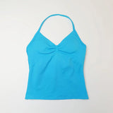 NCLAGEN Longline Strappy Top Sports Yoga Vest Women's Fitness Tank Top Gym Beautiful Open Back Bra Running Workout Halter