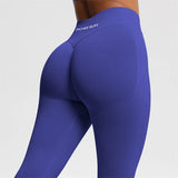 Women's Seamless Bum Shaping Leggings Yoga Sports Pants Low Ribbed Band Fitness Workout Scrunch Butt Tight Knee-Length Casual