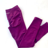 Women's Seamless Bum Shaping Leggings Yoga Sports Pants Low Ribbed Band Fitness Workout Scrunch Butt Tight Knee-Length Casual