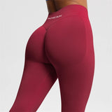Women's Seamless Bum Shaping Leggings Yoga Sports Pants Low Ribbed Band Fitness Workout Scrunch Butt Tight Knee-Length Casual