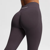 Women's Seamless Bum Shaping Leggings Yoga Sports Pants Low Ribbed Band Fitness Workout Scrunch Butt Tight Knee-Length Casual