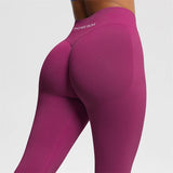 Women's Seamless Bum Shaping Leggings Yoga Sports Pants Low Ribbed Band Fitness Workout Scrunch Butt Tight Knee-Length Casual